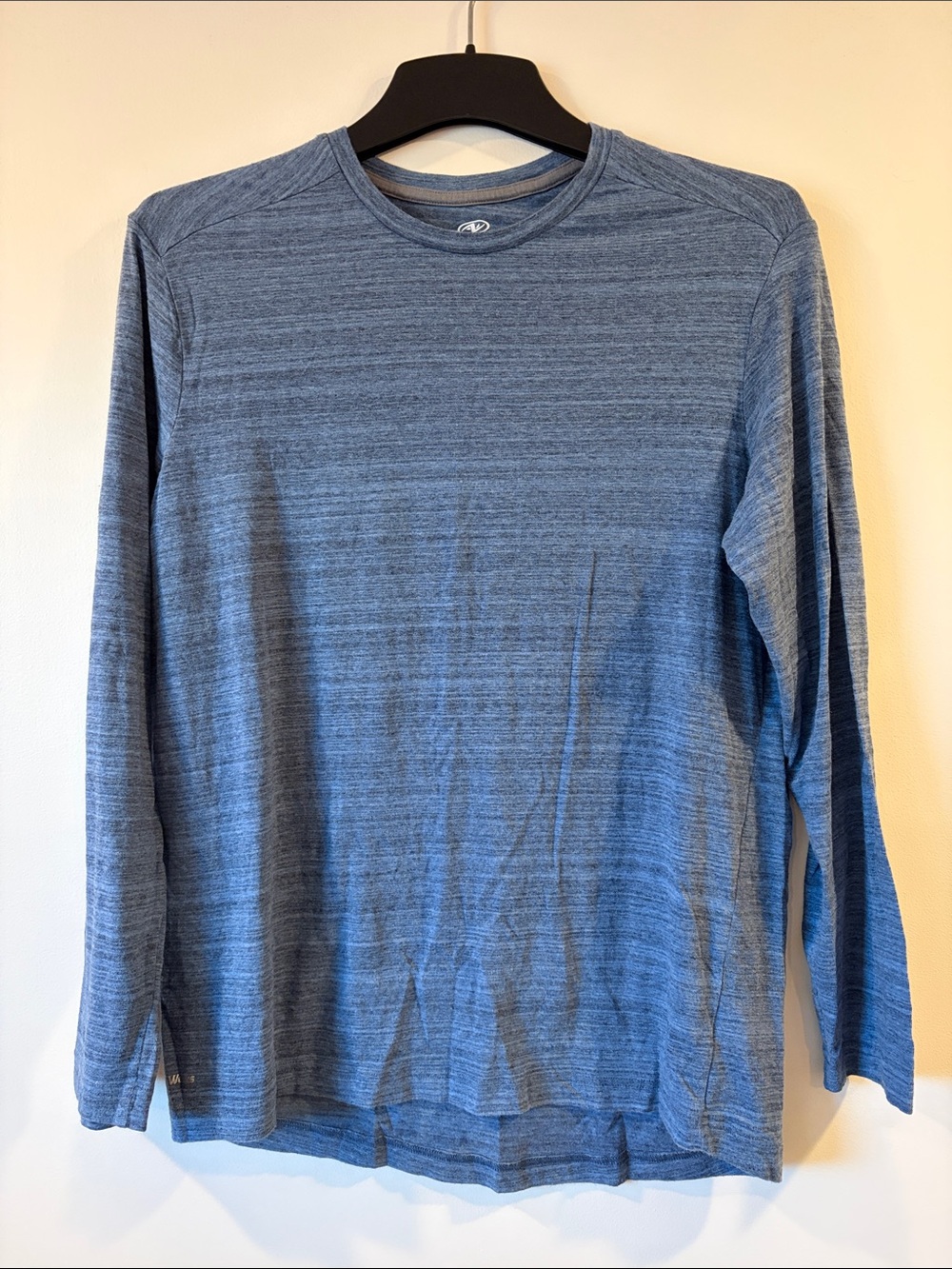 Athletic Works Heathered Blue Long Sleeve Crew Neck Shirt